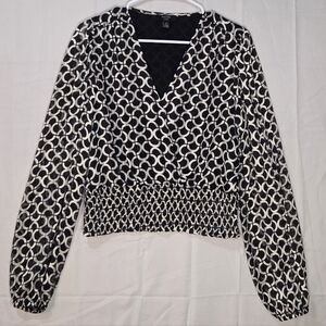 Haver London Black and White Patterned Top Polished Casual Medium